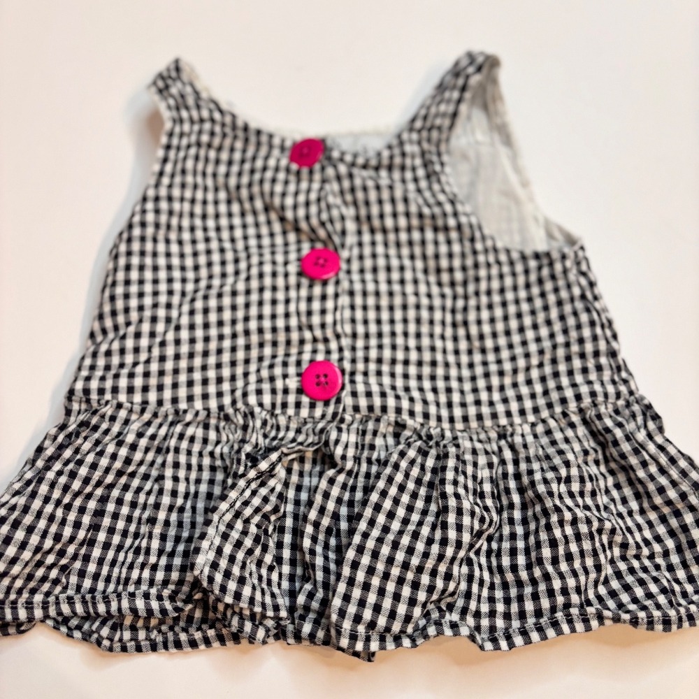 Pippin & Julie Gingham Ruffle toddler Girls 3T Black White plaid‎ pink Button